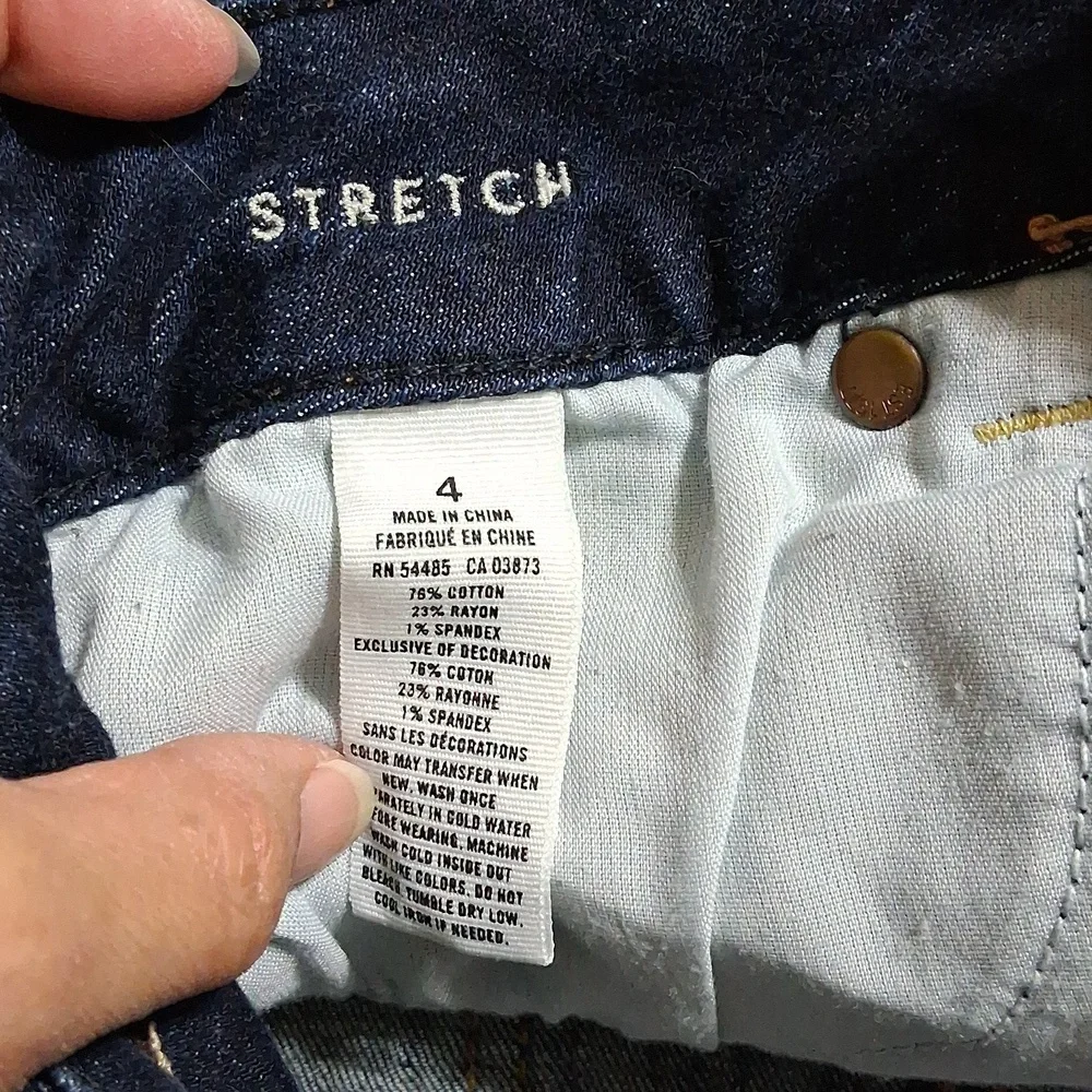 AMERICAN EAGLE JEAN SHORTS WOMENS 4 BLUE Preowned STRETCH Denim Distressed